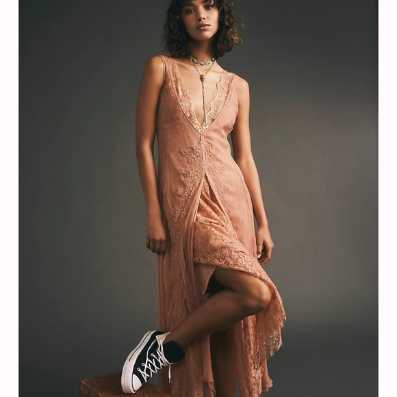 Free People Tea Dress with Lace in Ivory - Picture 5 of 6